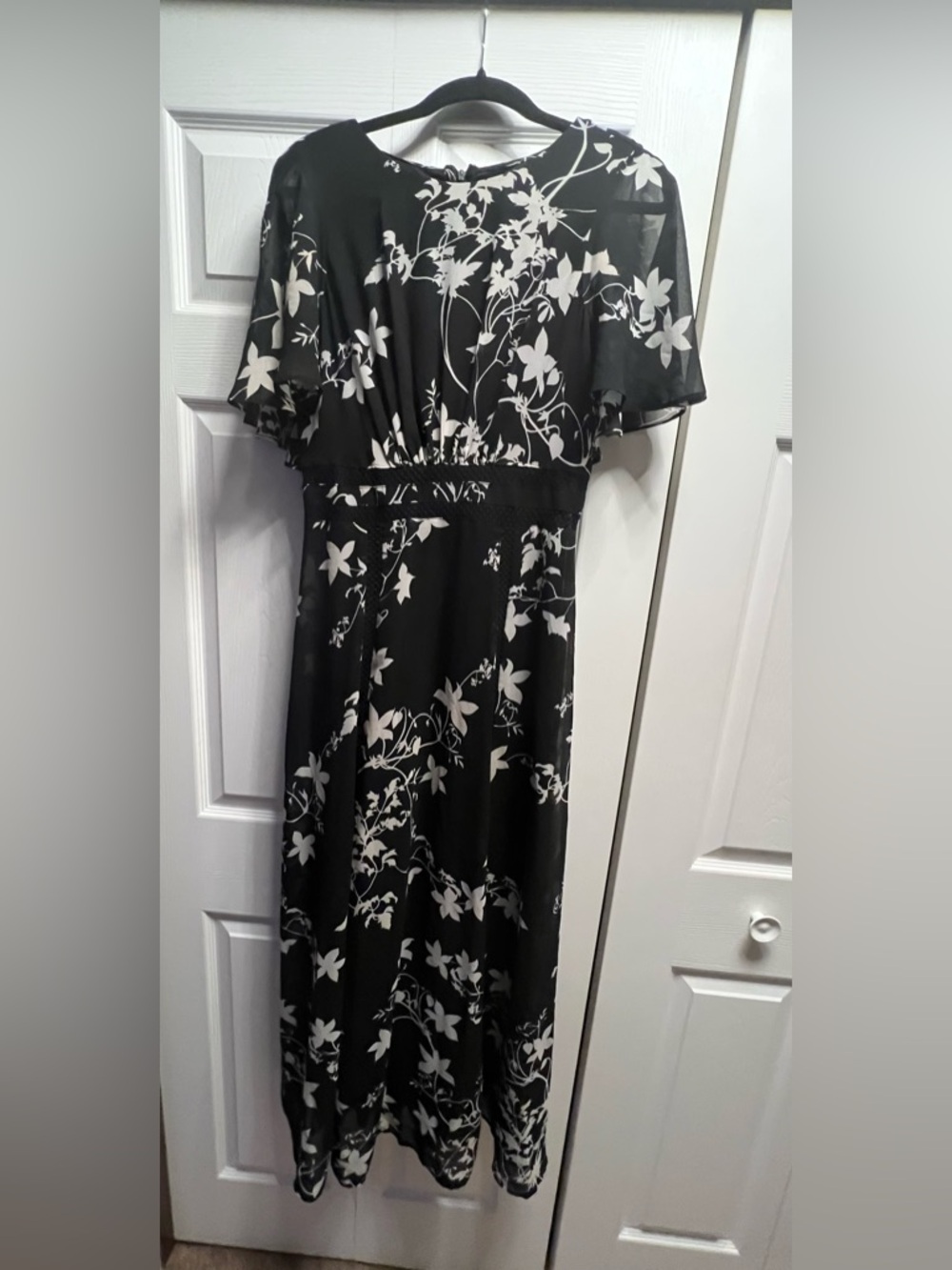Calvin Klein Black Maxi Dress with White Floral Print